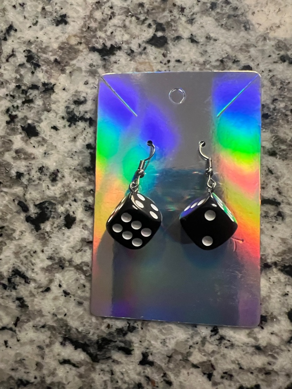 Black Dice Drop Earrings – Fun Gaming-Inspired Women's Jewelry
